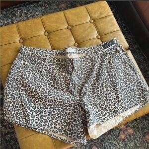 Abercrombie & Fitch Leopard Print Jean Shorts in Neutral and Gray